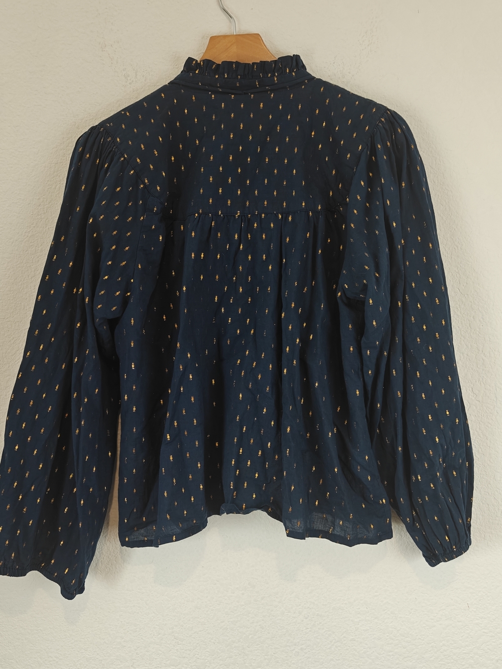 Emerson Fry Emmaline Blouse Maritime Gold Dot Lurex Cotton Tie Neck Top Boho XS - Picture 14 of 16